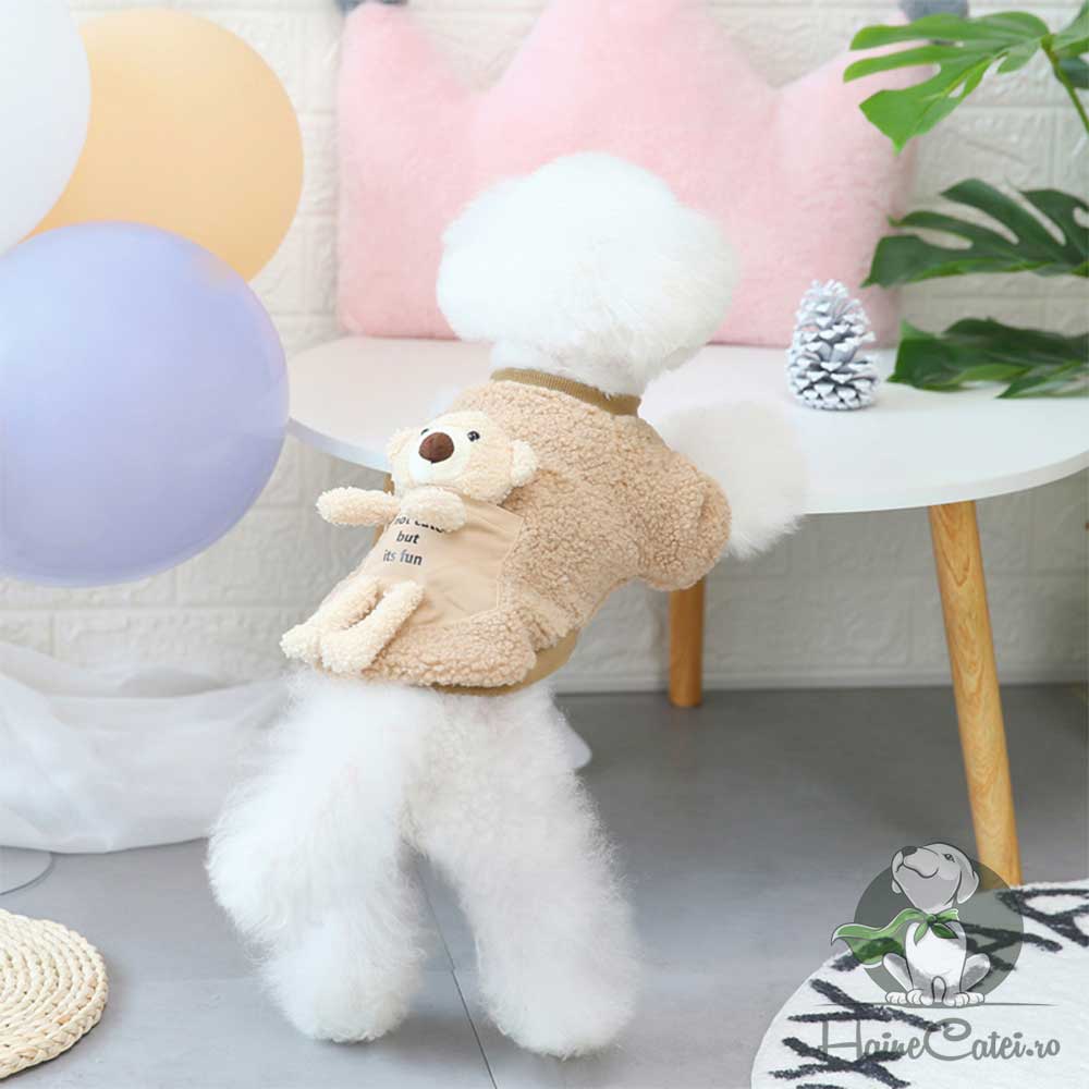 Bluza Pufoasa cu Ursulet - Maro #HC673 - imagine 4