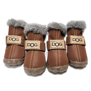Papuci imblaniti pentru catei – DOG – Maro Inchis #P46