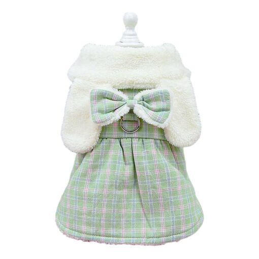 Rochita Eleganta pentru Catei – Verde Pastel cu Blanita si Fundita #HC2036