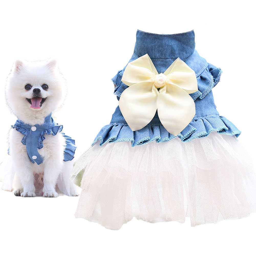 Rochita pentru catei, Fundita, Alba #HC1719