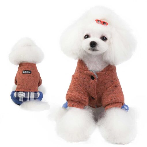 Salopeta cu Hanorac Tricotat, Imblanit, Portocaliu #HC160