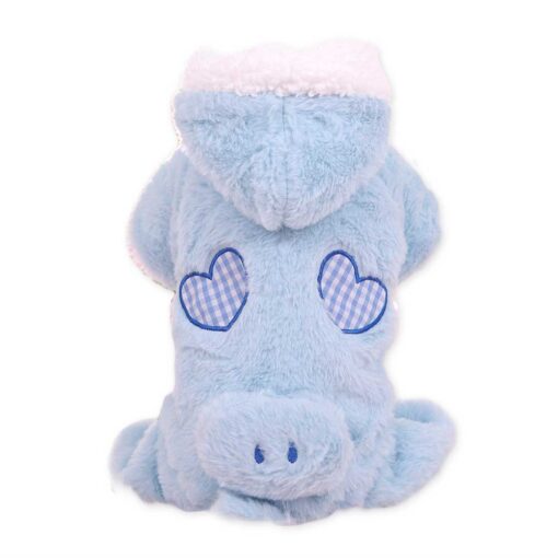 Salopeta Pufoasa cu Gluga, Inimioare, Albastra #HC451