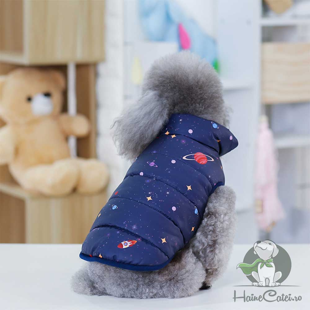 Vesta imblanita, Impermeabila, Planete - Albastru Inchis #HC917 - imagine 3