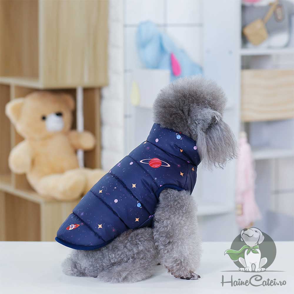 Vesta imblanita, Impermeabila, Planete - Albastru Inchis #HC917 - imagine 4