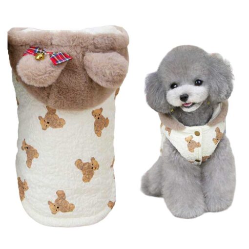 Vesta imblanita cu Gluga, Ursulet, Crem #HC1449